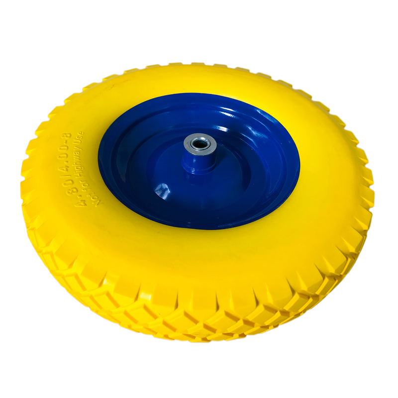 High quality Factory 16 Inch Flat Free Puncture Proof Tires With Solid Axle 4.80/4.00-8 Pu Foam Wheelbarrow Wheels