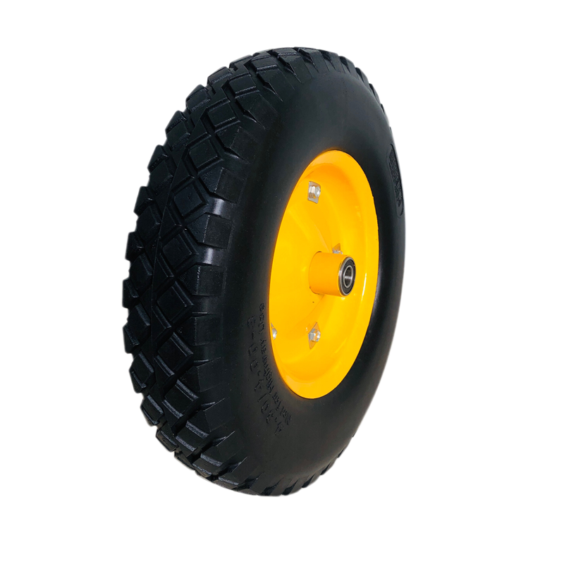 solid PU foamed wheels inflation free 4.80/4.00-8 wheel tyre polyurethane tire wheelbarrow high quality 5/8 Axle For  Cart Wagon