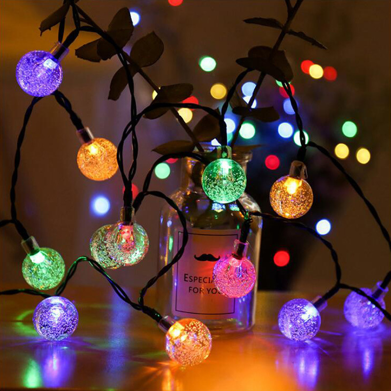 Party 30led Outdoor Solar String Lights Warm White Crystal Ball Christmas Globe Lights For Garden