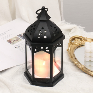 Waterproof LED Flickering Flameless Outdoor Garden Vintage Metal Candle Holders  Hanging Lanterns Candle Latern