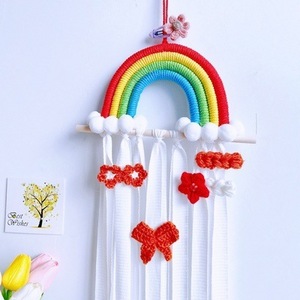 Colorful Tassel Macrame Rainbows Cloud Woven Wall Hanging Boho Decor Kids Room Decoration