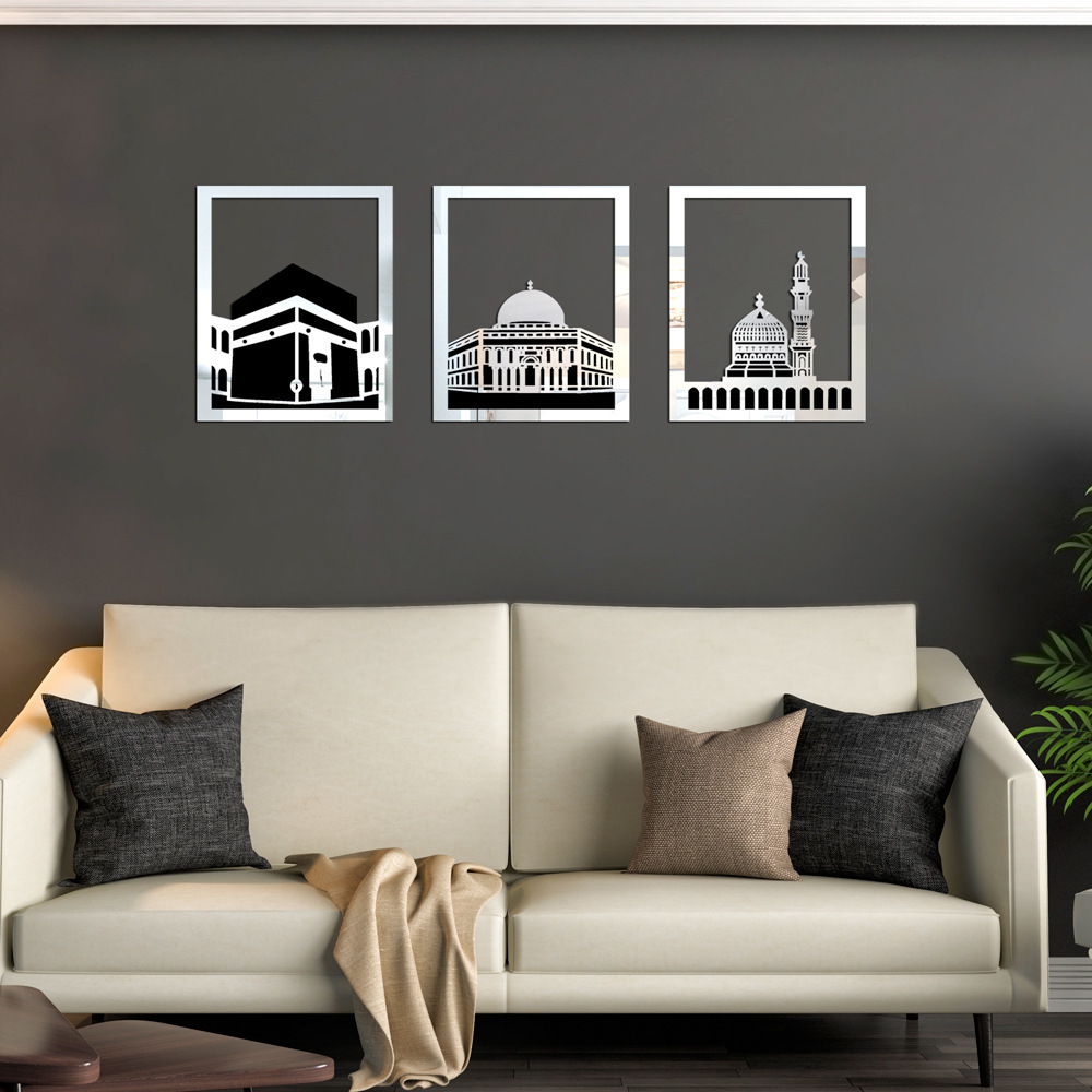 3pcs Acrylic Wall Decor Sign Ramadan Kareem Eid Mubarak Islamic Wall Art Ramadan Decoration