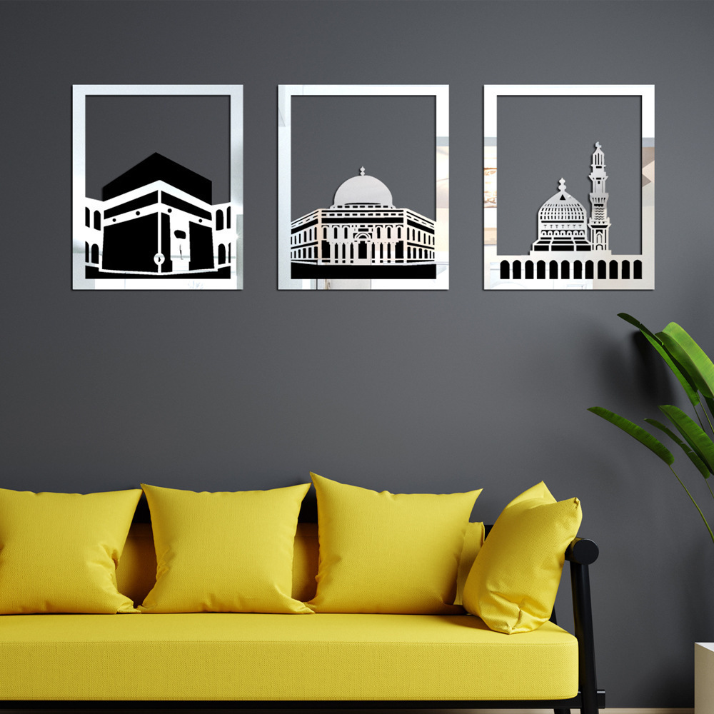 3pcs Acrylic Wall Decor Sign Ramadan Kareem Eid Mubarak Islamic Wall Art Ramadan Decoration