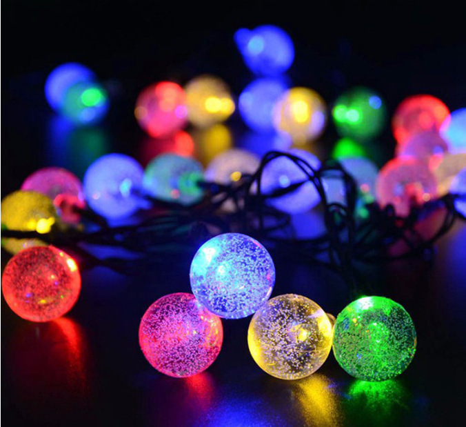 Party 30led Outdoor Solar String Lights Warm White Crystal Ball Christmas Globe Lights For Garden