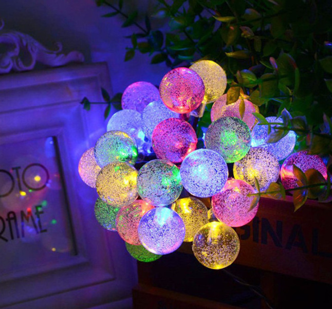 Party 30led Outdoor Solar String Lights Warm White Crystal Ball Christmas Globe Lights For Garden