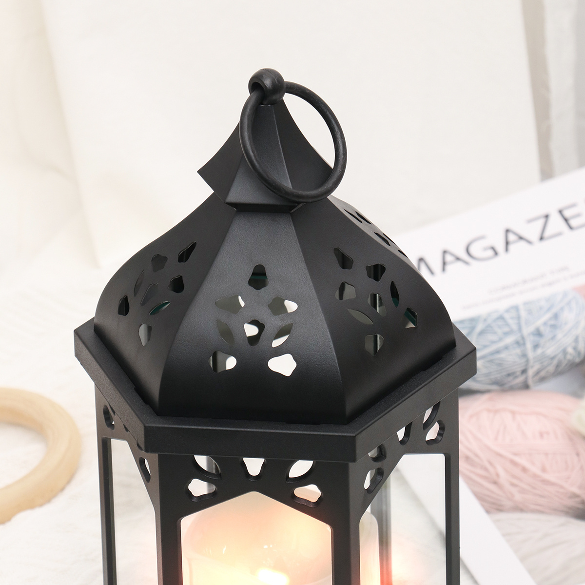 Waterproof LED Flickering Flameless Outdoor Garden Vintage Metal Candle Holders  Hanging Lanterns Candle Latern