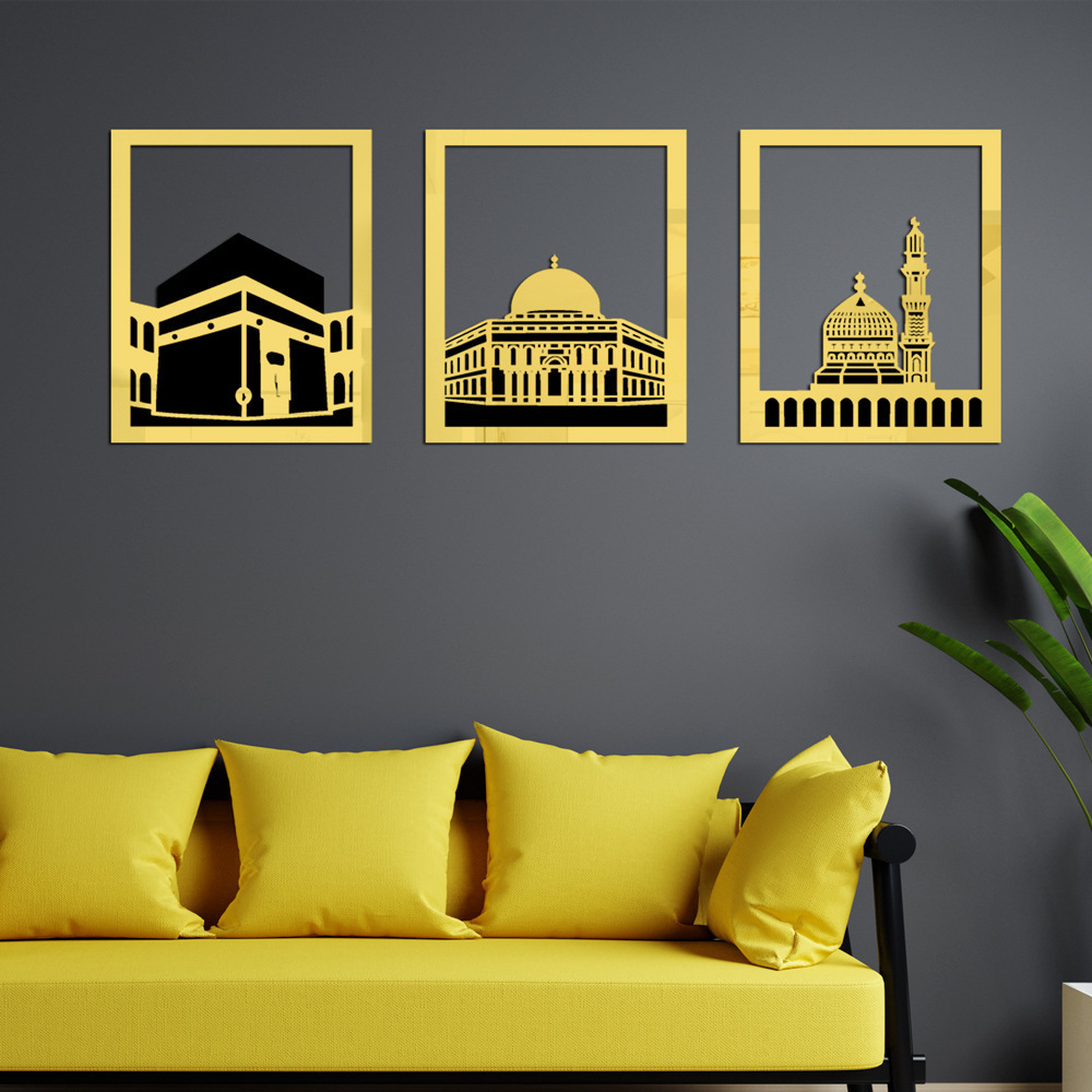 3pcs Acrylic Wall Decor Sign Ramadan Kareem Eid Mubarak Islamic Wall Art Ramadan Decoration