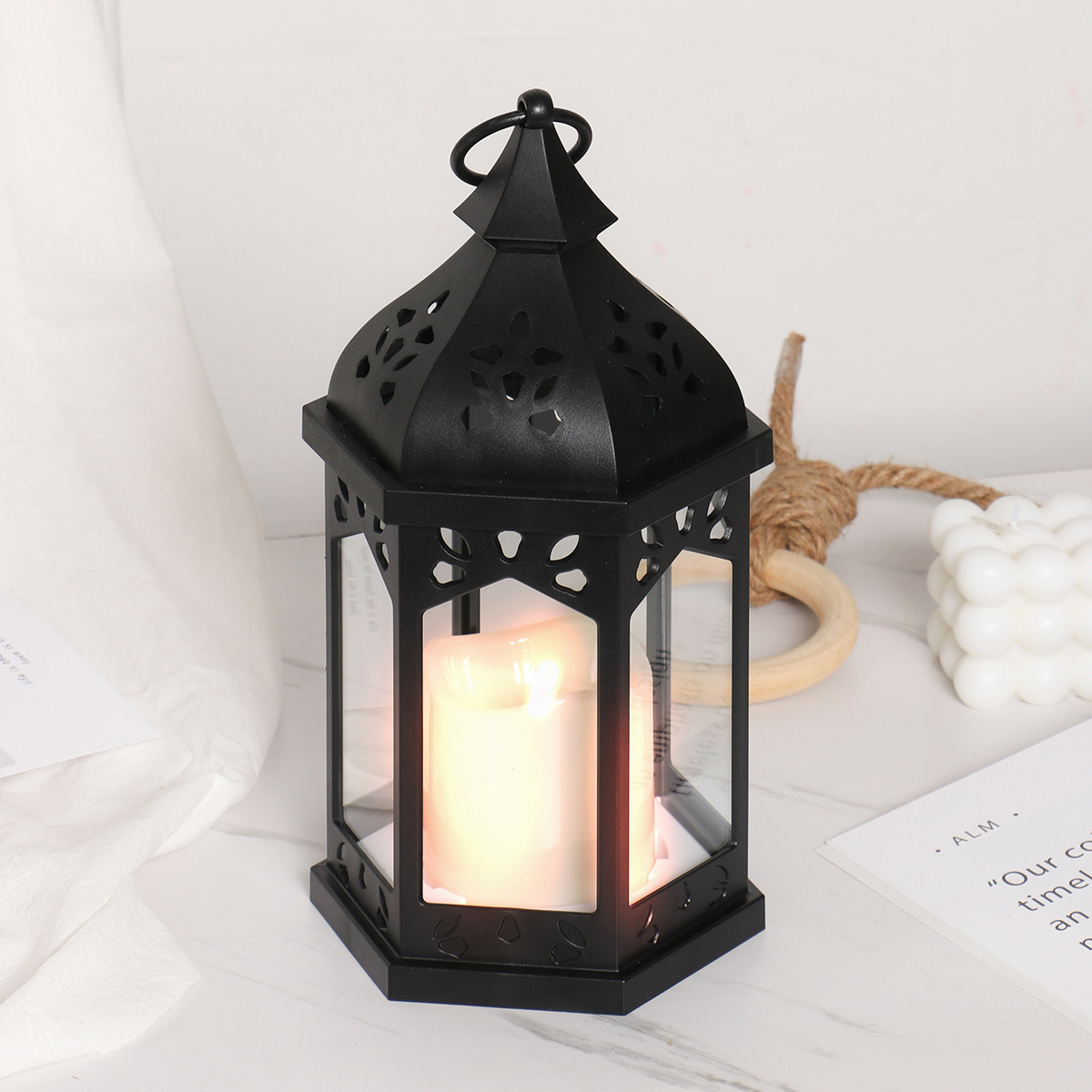 Waterproof LED Flickering Flameless Outdoor Garden Vintage Metal Candle Holders  Hanging Lanterns Candle Latern