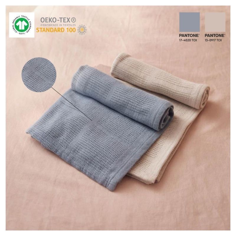 GRS GOTS OEKO Certified 50% Bamboo 50% Cotton Baby Bedding Customize Infant Throws Comfortable Baby Cellular Blanket