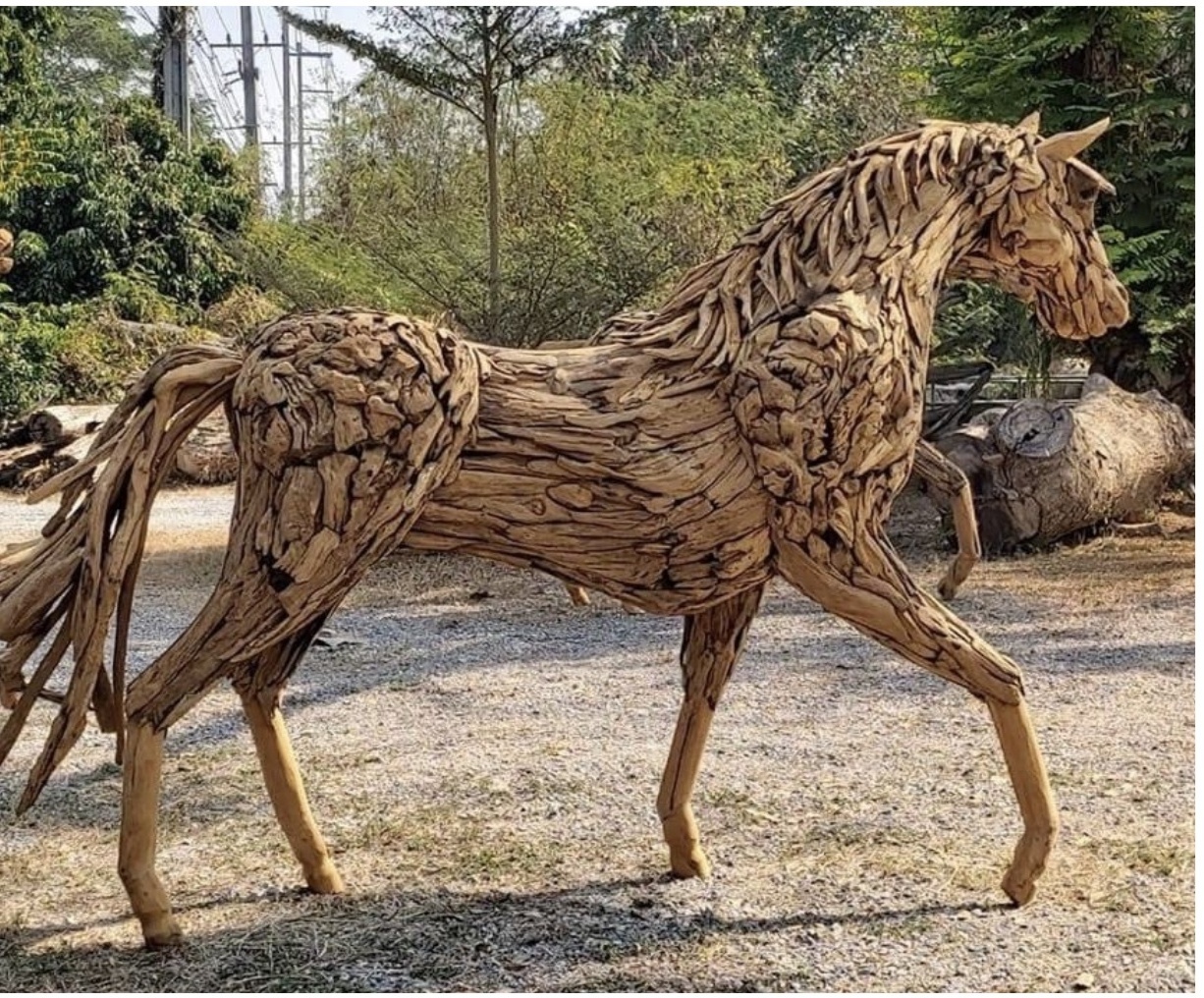 Driftwood Deer animal art statue sculpture