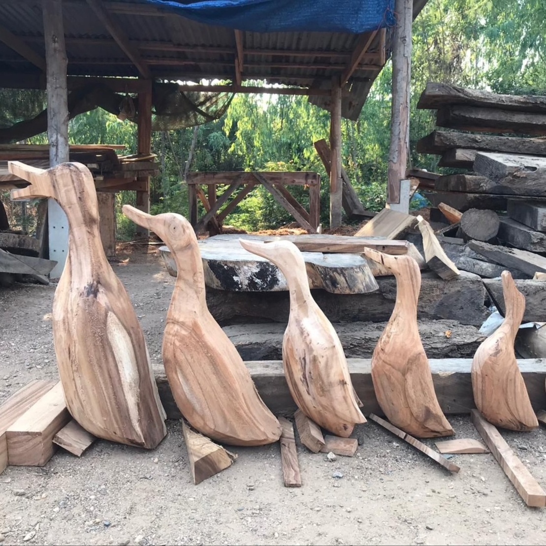 Wood carving duck hand made Thailand animal sculpture carving wood wooden box wooden gifts box crafts