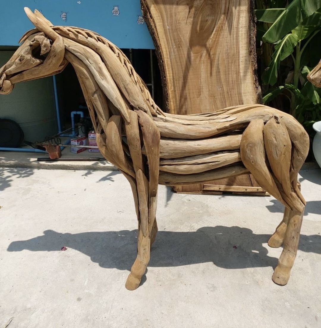 Driftwood horse sculpture