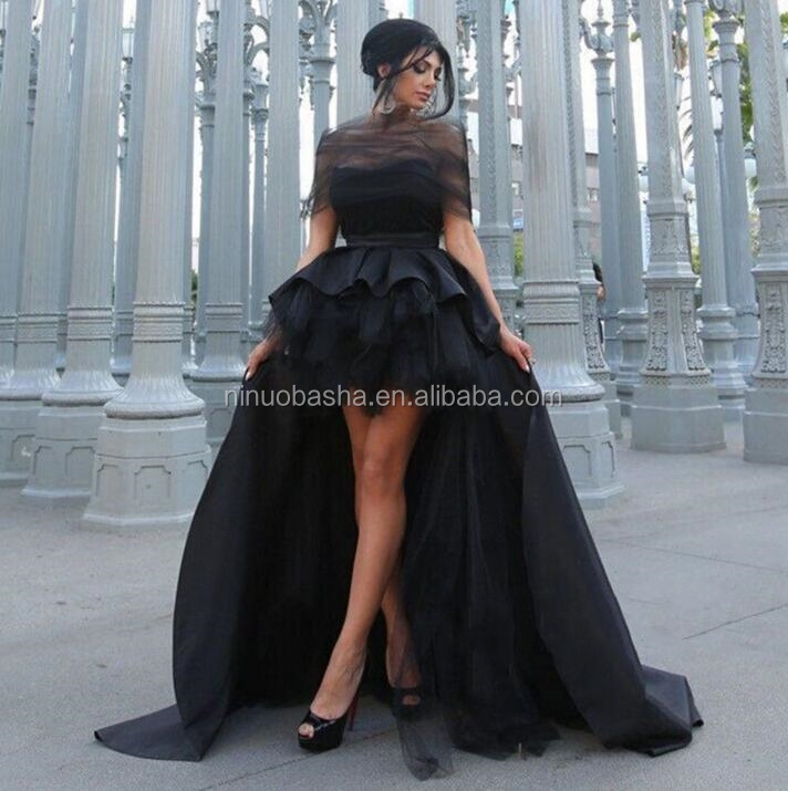 NW1150 Black Short Front and Long Back Prom Party Dress New Women's Formal Gown