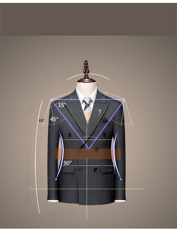 Men's top OEM long sleeve shirt stripe suit groom wedding business dating Men Work Clothing Workwear Uniforms Work Suits