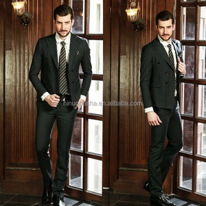 Welcomed Pinstripe Handsome Men Suits Top Brand Two-Row Buttons Coat Pant Suit Design For Business NB0565