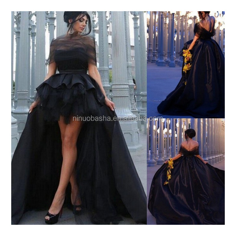 NW1150 Black Short Front and Long Back Prom Party Dress New Women's Formal Gown