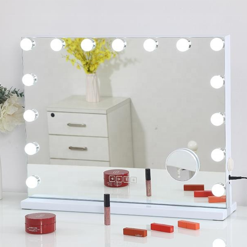 Hollywood Makeup Mirror with Bluetooth Speaker and Lights, , Large Vanity Lighted Mirror with 15 LED Bulb