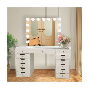 Stock up for Christmas Customizable Smart Luxury Makeup Vanity Table Storage Drawer Dressing Table Mirrored Dresser With Light