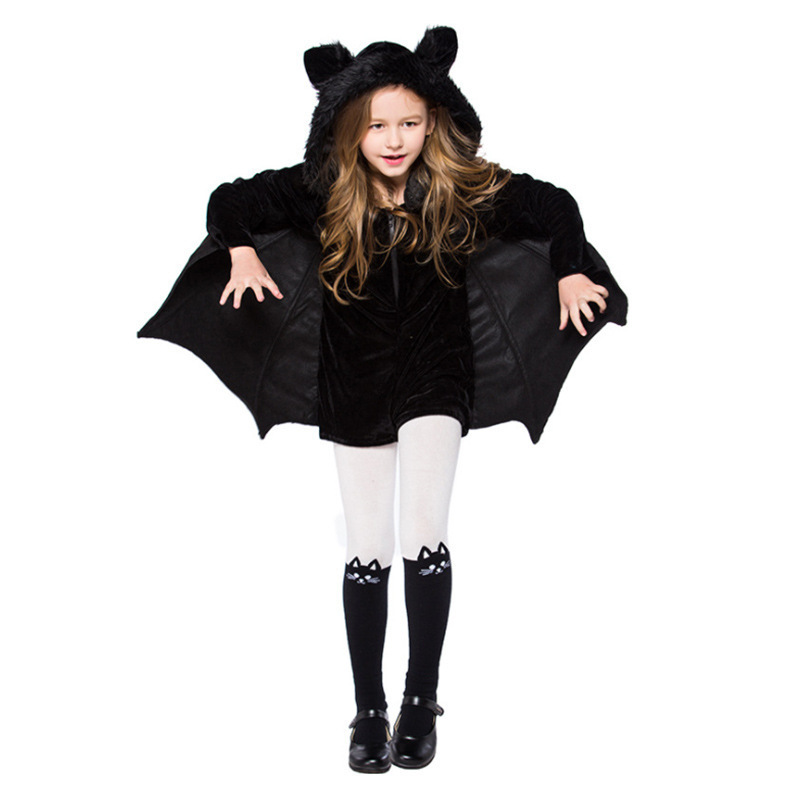 2023 Children Performance Jumpsuit Outfit Kids Halloween Party Cosplay Bat Man Vampire Girl Animal Bat Costume