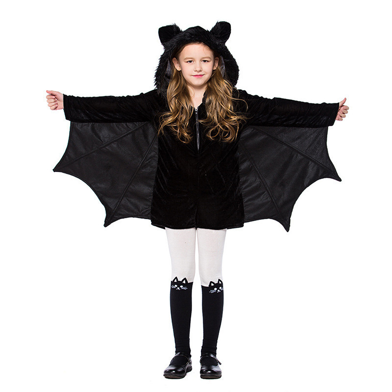 2023 Children Performance Jumpsuit Outfit Kids Halloween Party Cosplay Bat Man Vampire Girl Animal Bat Costume