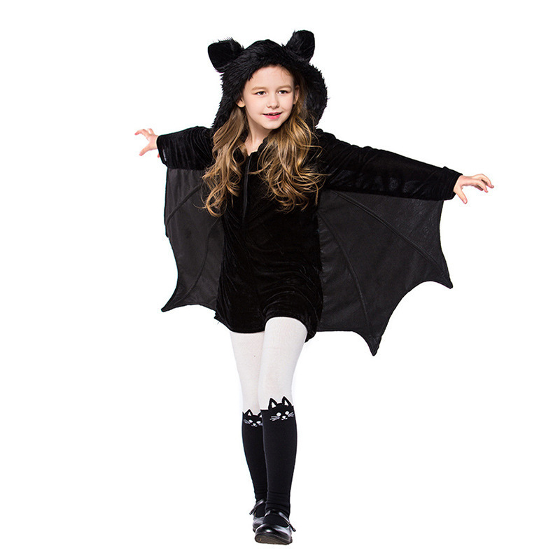 2023 Children Performance Jumpsuit Outfit Kids Halloween Party Cosplay Bat Man Vampire Girl Animal Bat Costume