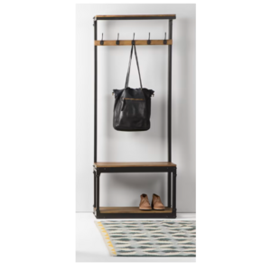 Modern Style Mango Wood and Metal Coat Hanger with Hooks Display Storage Racks for Wholesale