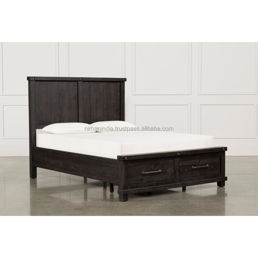 Simple Design Bed Customizable Bed Bedroom Furniture with Drawer Wood New Design Is Original Finish and Best Quality Solid