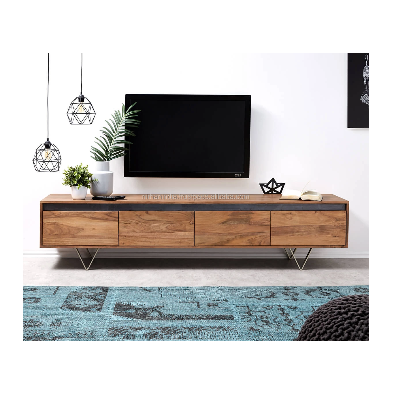 Classic Design Modern High Quality Furniture Mango Wood Tv Cabinet for Living Room at Wholesale Price