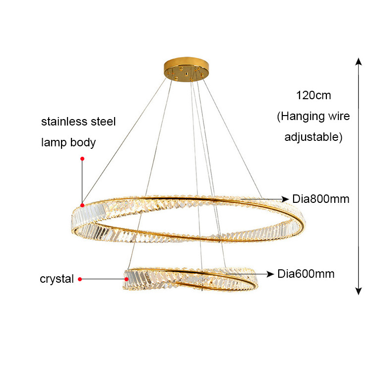 Round Led Gold Lustre k9 Crystal Chandelier Lights Home Decor Pendant Light modern Luxury chandelier designs for living room