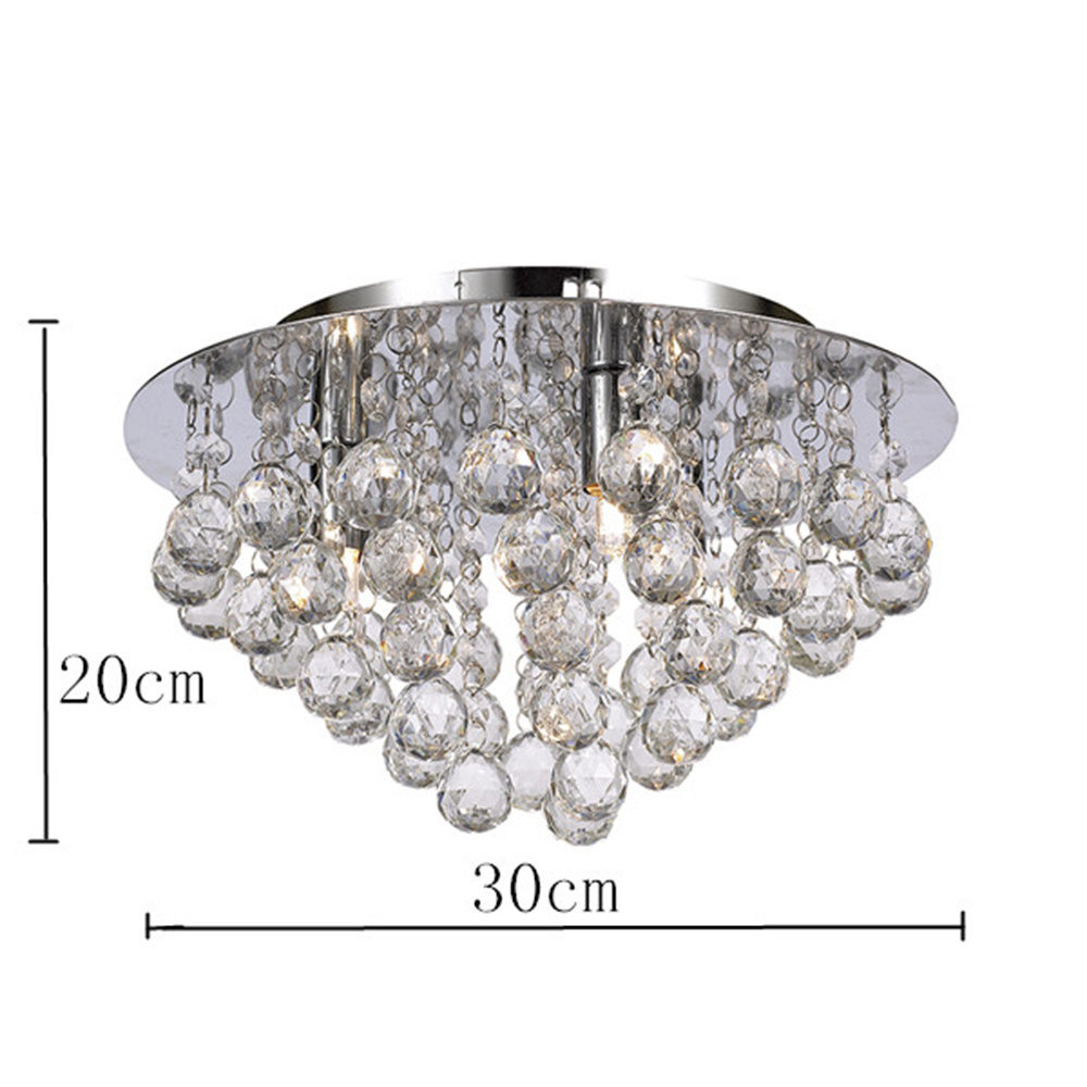 Crystal Droplets Silver Chrome LED Ceiling Flush Pendant Light Chandelier Flush Mounted