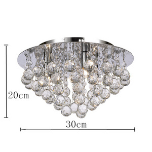 Crystal Droplets Silver Chrome LED Ceiling Flush Pendant Light Chandelier Flush Mounted