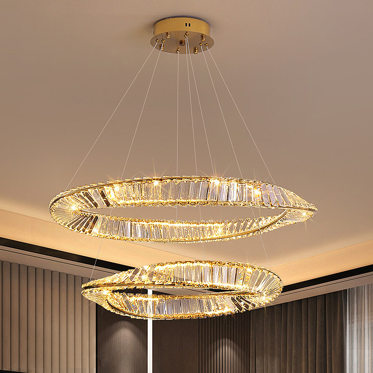 Round Led Gold Lustre k9 Crystal Chandelier Lights Home Decor Pendant Light modern Luxury chandelier designs for living room