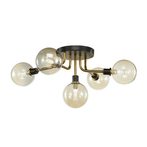 Flush mount nordic glass shade decorative 5-light sputnik modern linear chandelier ceiling lights