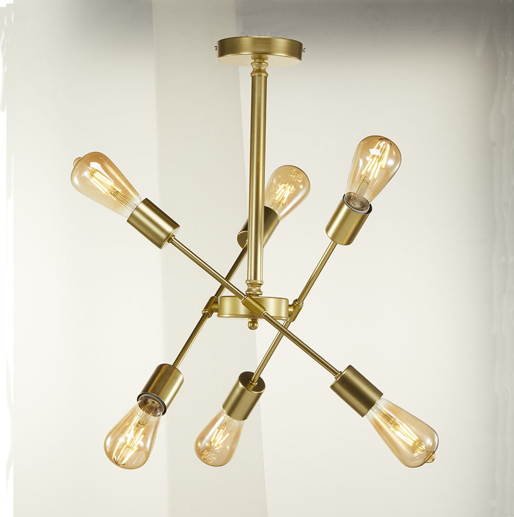 nordic waycross 6-light unique sputnik modern linear chandelier Flush mount ceiling lights