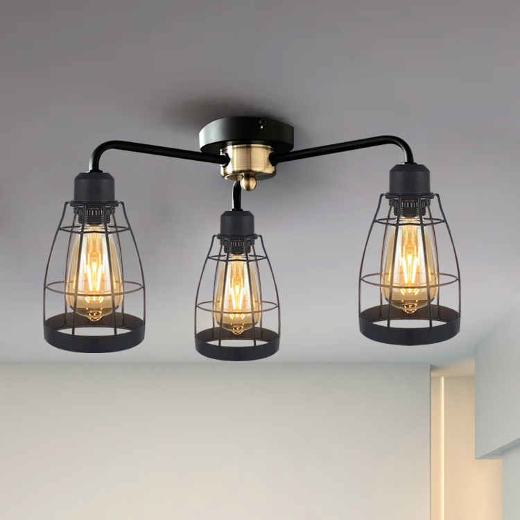 Industrial Metal Flush mount Ceiling Light Modern Simple Farmhouse Chandelier Kitchen Dining Chandeliers Ceiling Light