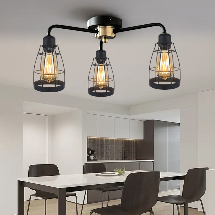 Industrial Metal Flush mount Ceiling Light Modern Simple Farmhouse Chandelier Kitchen Dining Chandeliers Ceiling Light