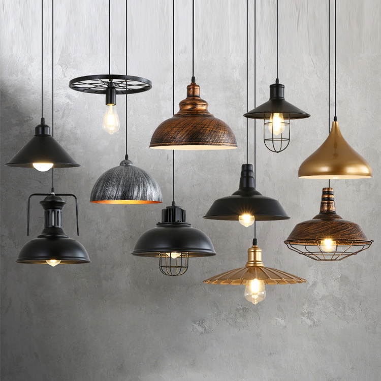 Round Led Modern Black Iron Retro Hanging Lamp Farmhouses Kitchen Island Industrial Rustic Linear Ceiling Pendant Light