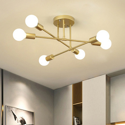 Decor Pendant Lighting Modern Round Multiple Rod Iron Led American Design Living Room Lamp Chandeliers Ceiling Pendant Lights