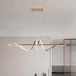 Gold Luxury Hanging Lamps Fixture Suspended Linear Led Ceiling Home Decor Modern Chandeliers Pendant Light For Kitchen Island