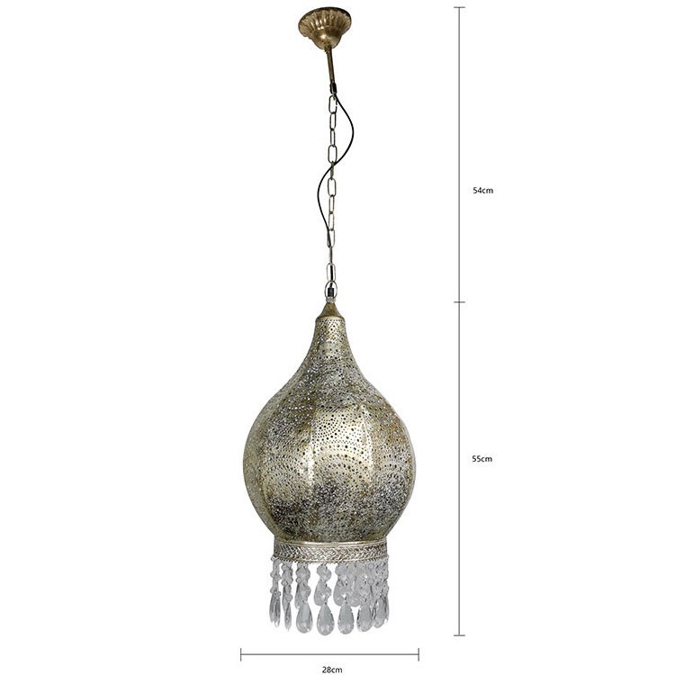 Indoor Handcrafted Brass Moroccan Beaded Lantern Pendant Lights For Home Iron Moroccan Lighting Fixture