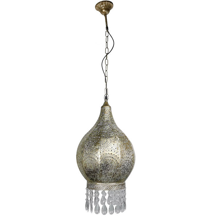 Indoor Handcrafted Brass Moroccan Beaded Lantern Pendant Lights For Home Iron Moroccan Lighting Fixture