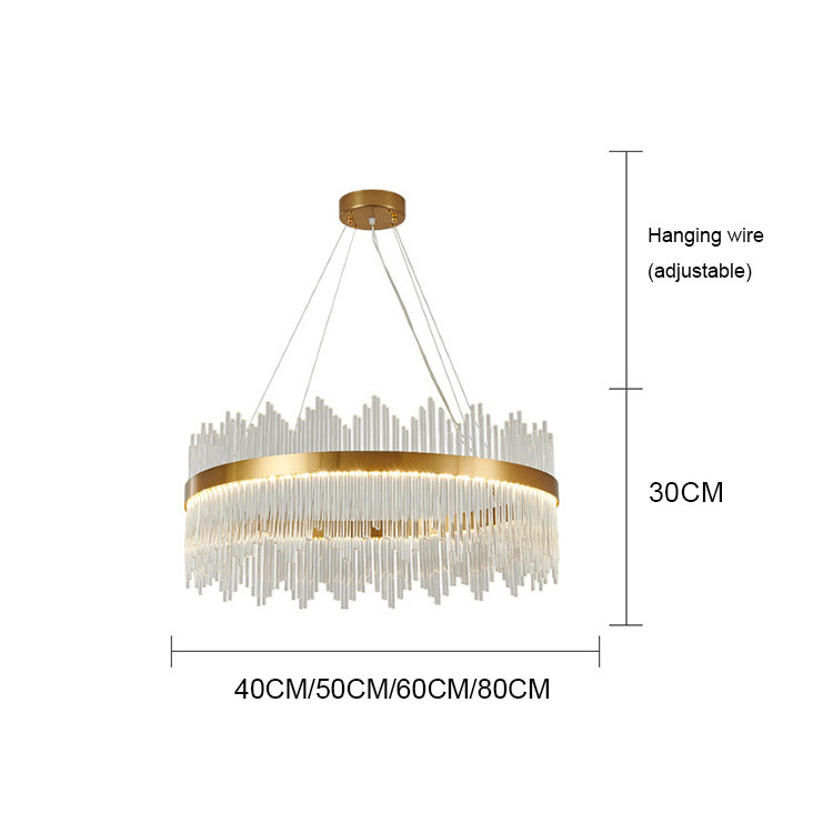 Round Modern Nordic Breakfast Counter Ceiling LED Pendant Lamp For Home Decor Ring Circle Luxury Crystal Chandelier Lighting