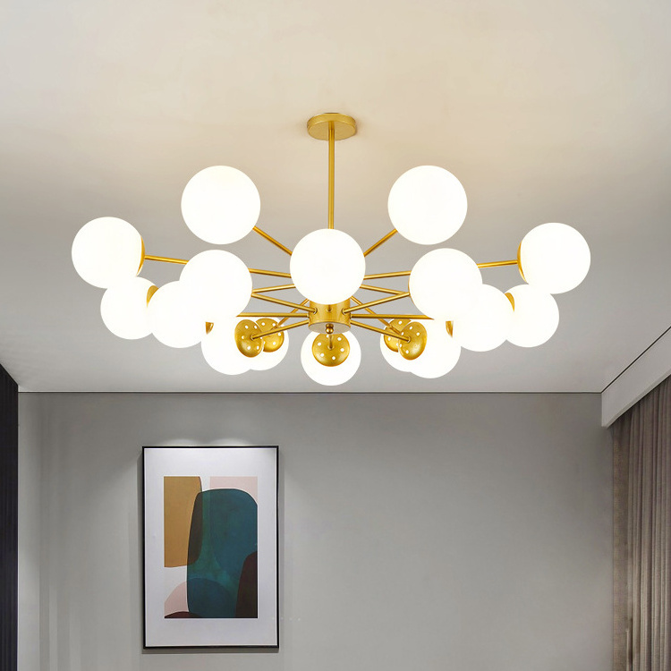 Nordic Modern Flush Mount Luxury Chandelier Ceiling Lamp For Living Room High Glass shade Ball Led Ceiling Pendant Light Fixture