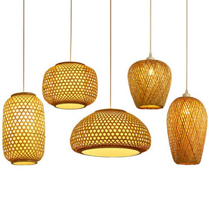 Modern Handmade Wicker Rattan Bamboo Hanging Lamp Retro Simple Creative Design Lighting For Home Woven Chandelier Pendant Light