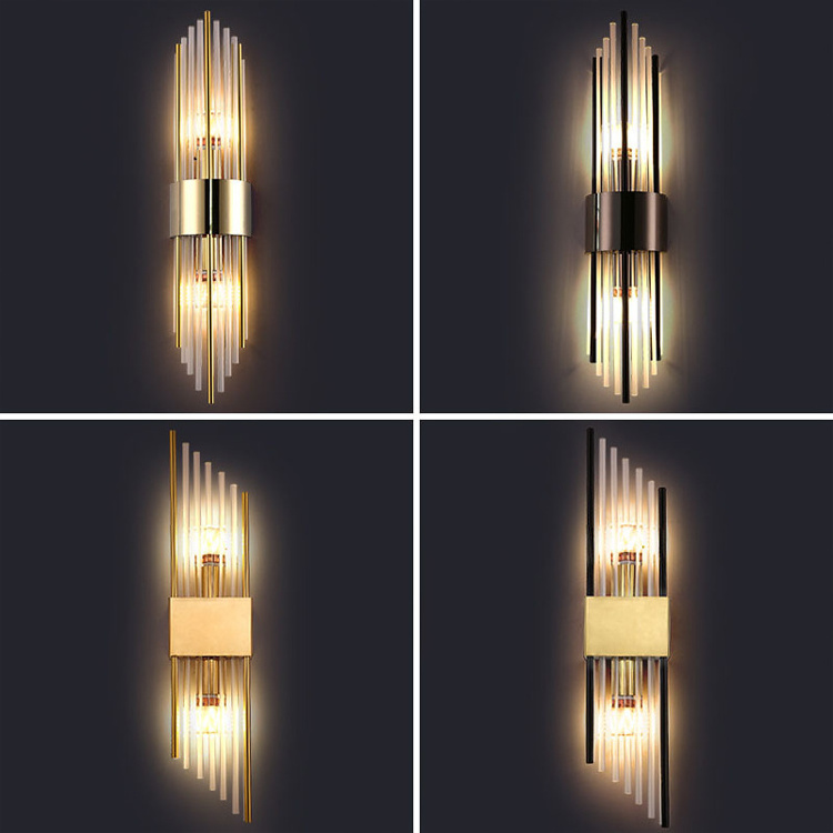 High Quality Postmodern Indoor Glass Bedside Light Luxury Interior Decor Lighting For Home Modern LED Crystal Wall Lamp lights