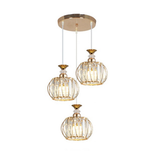 2023 New Ceiling Hanging Lamp with Mini Metal Cage Simple Kitchen Island Modern Gold Crystal Chandelier Pendant Light Fixtures