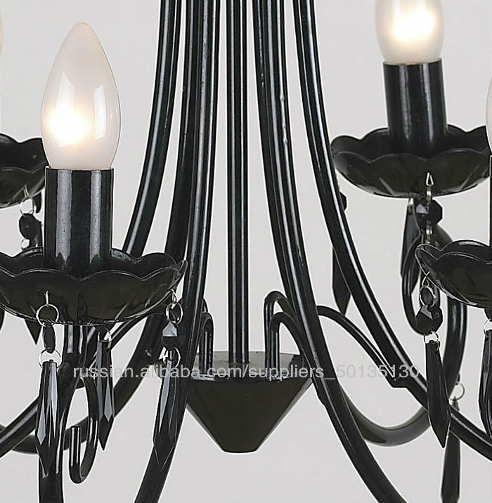 European chandelier iron black candle pendant lamps LED Indoor chandelier