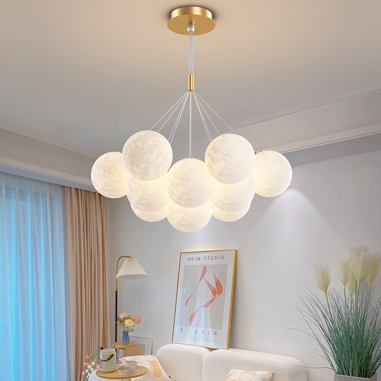 Modern Moon Lampshade Acrylic Pendant Light For Home Child Bedroom LED Decor Lighting Bubble Chandelier Ball Shape Pendant Light