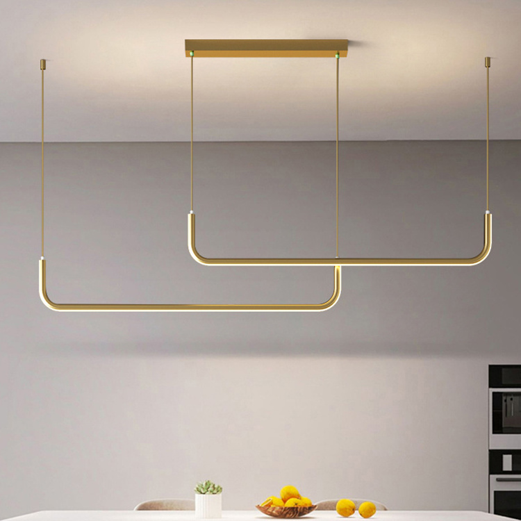 Kitchen Island Lighting Fixture Modern Minimalist Dining Room Drop Acrylic Ceiling Lamps Linear LED Chandelier Pendant Light