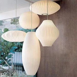 Japanese Modern Simple Farmhouse Special Hotel Fabric Pendant Light For Home White Round Ball Kitchen Mall Pendant Lamp